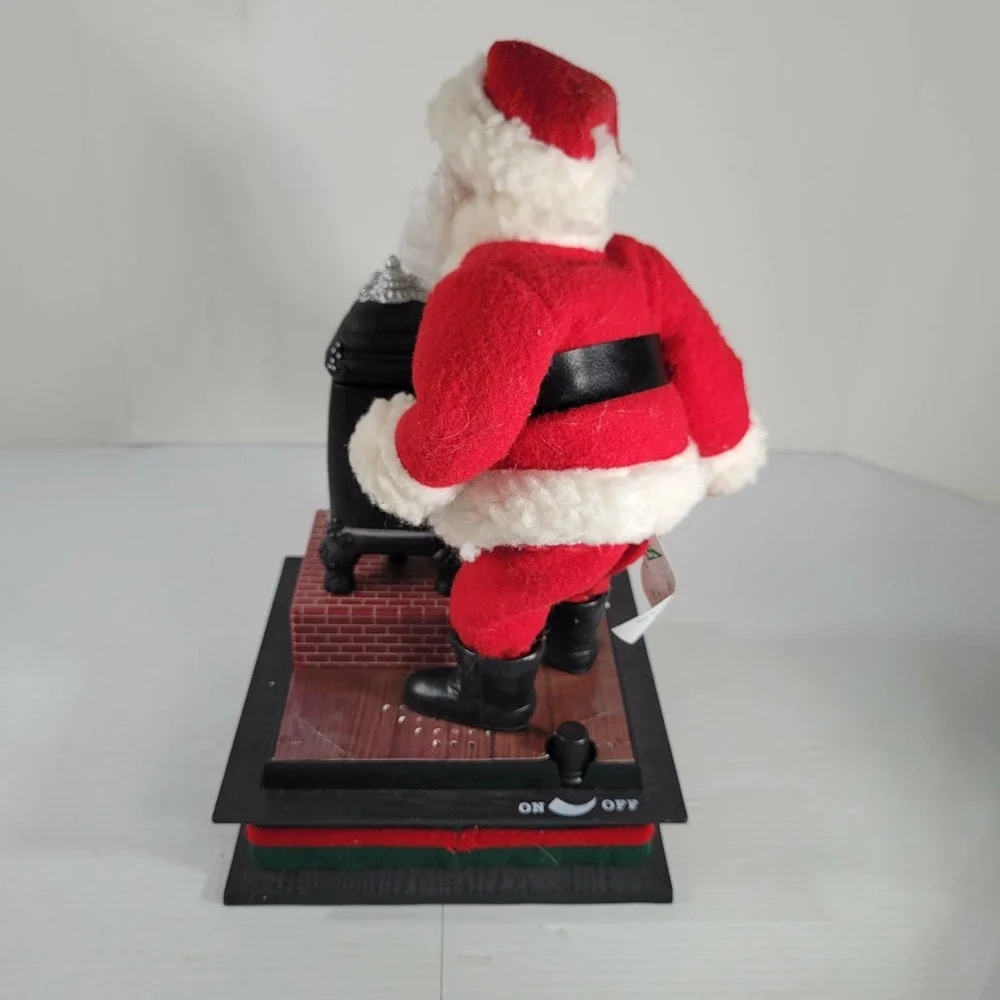 1993 Holiday Creations Vtg Music Lights Santa WoodPotbelly Stove Xmas Grannycore